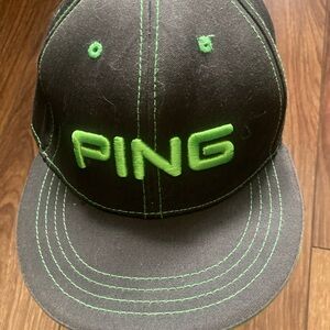 Ping Black Cap with Green Stitching